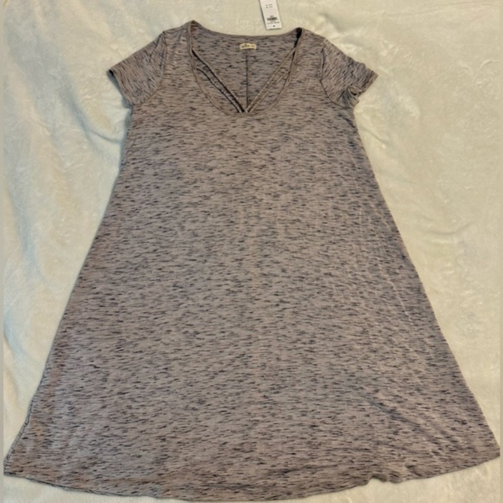 Hollister Heathered Gray V-Neck Tee shirt Dress large